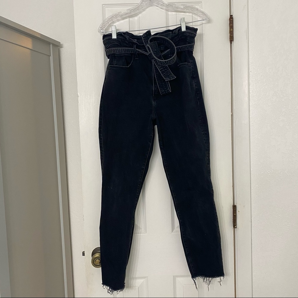 abercrombie raw hem paper bag jeans